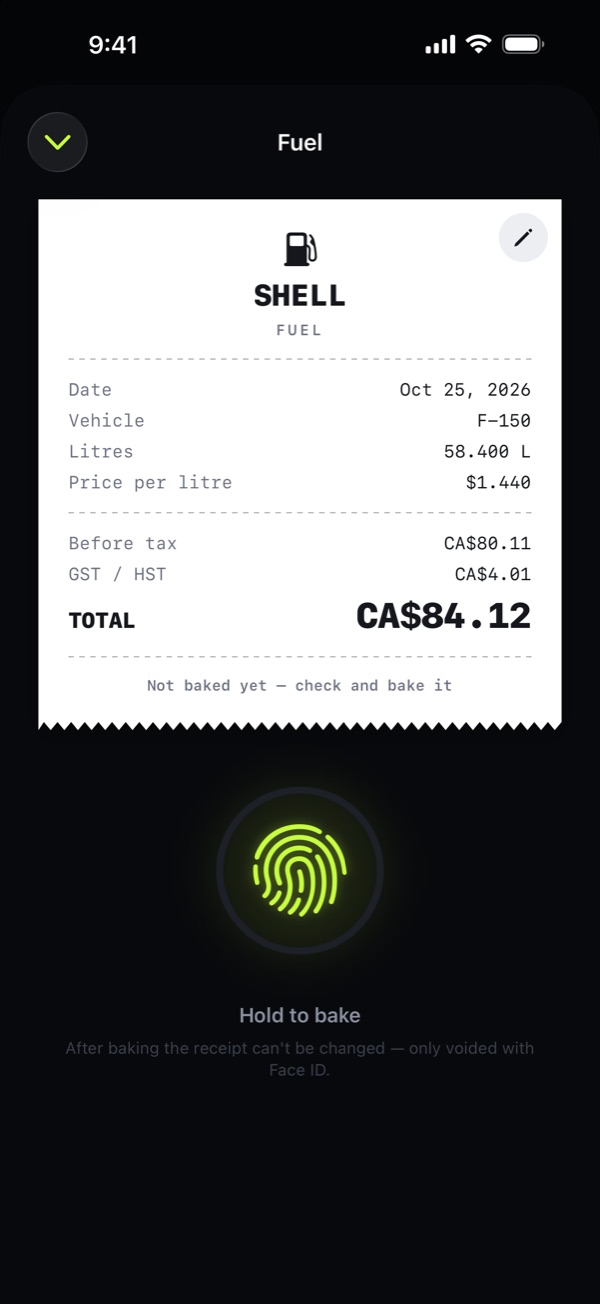 Seal receipts. No accidental edits.